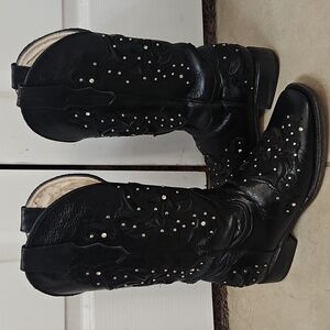 Women's Western Boot Touro Sentado Austin Strass Studded Leather Sole Square Toe